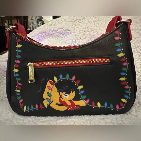 Loungefly Mickey Mouse & Friends Holiday Lights Crossbody & Wallet - LIGHTS UP! - Picture 6 of 11